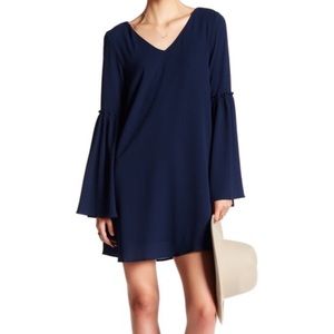 LOVE RICHE Navy Bell Sleeve Dress - Med - NWT!